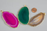 A-QUALITY Extra-polished Large Agate Slices Wrapped in Gold!