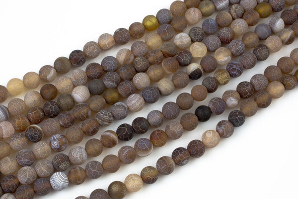 Natural Matt Brown Spider Vein Agate, High Quality in Matt Round, 6mm, 8mm, 10mm, 12mm- Full Strands Beads 15.5 Inches Gemstone Beads