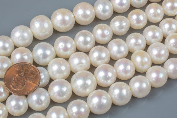 12-13mm Jumbo Large Hole Freshwater Pearl, 7.5 Inch Strand! A Quality Big Hole Beads