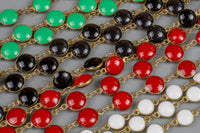 Sale!!! Puffy Coin Chain Brass in Enamel - 8 colors / 3 sizes! - By the Yard / 3 Feet