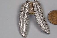 Feather CZ Pave Large Size High Quality! Colors: Gold, White gold, gunmetal, rose gold.