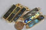 Labradorite Rectangle Bar Gold Plated 10*40mm 1 piece