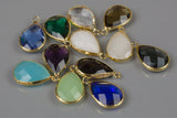 Gold Bezel Crystal Teardrop 12x22mm 2 pcs