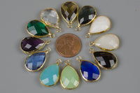 Gold Bezel Crystal Teardrop 12x22mm 2 pcs