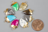 Gemstone Horn Pendant with Gold Electroplated Gold Cap