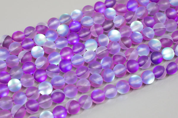 Gorgeous Purple Spectrolite Quartz Matt, High Quality in Round, 6mm, 8mm, 10mm, 12mm- Full 15.5 Inch Strand