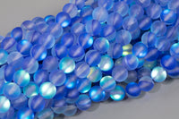 Gorgeous Sapphire Spectrolite Quartz Matt, High Quality in Round, 6mm, 8mm, 10mm, 12mm- In Full 15.5 Inch Strand