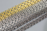 Assorted Brass Rolo Chain. Gunmetal Gold Plated, Dark Silver. By the Roll / Whole ROLL