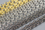 Assorted Brass Rolo Chain. Gunmetal Gold Plated, Dark Silver. By the Roll / Whole ROLL