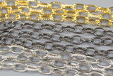 Texturized Oval Round Steel Chain. Nice and Heavy. Gunmetal, Gold, and Dark Silver Plated