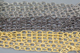CHAIN by the ROLL!!!! Texturized Oval Round Steel Chain. Nice and Heavy. Gunmetal, Gold, and Dark Silver Plated---30 feet per Roll