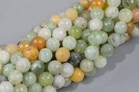 Natural Flower Jade, High Quality Faceted Round Gemstone Beads