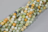 Natural Flower Jade, High Quality Faceted Round Gemstone Beads