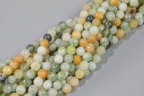 Natural Flower Jade, High Quality Faceted Round Gemstone Beads