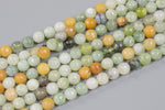 Natural Flower Jade, High Quality Faceted Round Gemstone Beads