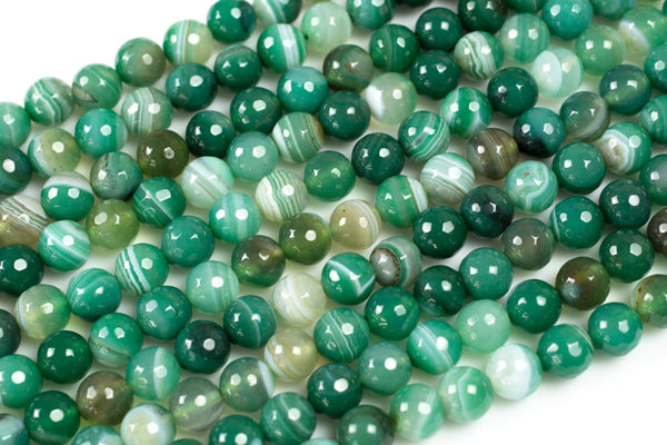 Teal Banded Agate, High Quality in Faceted Round, 8-10mm