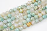 Ocean Teal Banded Agate, High Quality in Faceted Round, 8mm and 10mm -Full Strand 15.5 inch Strand