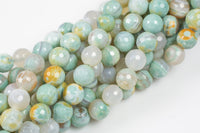 Ocean Teal Banded Agate, High Quality in Faceted Round, 8mm and 10mm -Full Strand 15.5 inch Strand