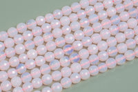 Natural Pink Opalite Quartz, High Quality in Faceted Round- 4mm, 6mm, 8mm, 10mm, 12mm, 14mm- Full Strand Gemstone Beads