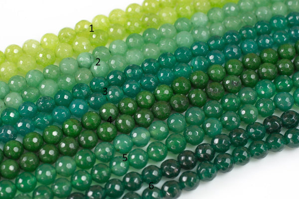 JADE Faceted Round 8mm Greens