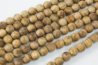 Natural Etsy Exclusive Item- White Wood Matt. 12mm Round. Full Strand Gemstone Beads