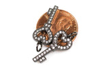 Love Key CZ Gold, Gunmetal, Silver Pave Small Charm