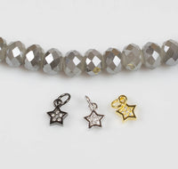 Tiny cute Star CZ Gold, Gunmetal, Silver Pave Small Charm