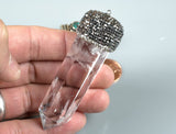 NATURAL Quartz Crystal Point Full Pave Pendant Average size- 2-2.5 inches