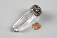 NATURAL Quartz Crystal Point Full Pave Pendant Average size- 2-2.5 inches