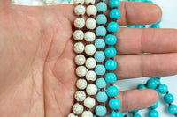 Long Knotted Necklace- Magnesite- 36 inches Long- Ready to wear! 8mm- Long Necklace