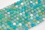 Aqua Blue Banded Agate, High Quality in Faceted Round, 6mm, 8mm, 10mm, 12mm- Full 15.5 Inch Strand