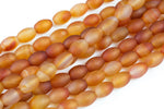 Natural Matte Carnelian Barrels High Quality in Matt Rice 10*14mm Gemstone Beads