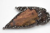 Pendant or Connectors!! ARROWHEAD Pave Hematite Diamond Crystals Wrapped 1.5 inches -- Made out of natural jasper-- Exclusive Item!!!