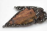 Pendant or Connectors!! ARROWHEAD Pave Hematite Diamond Crystals Wrapped 1.5 inches -- Made out of natural jasper-- Exclusive Item!!!