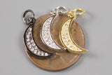 Tiny cute Moon CZ Charms Gold, Gunmetal, Silver Pave Small Charm