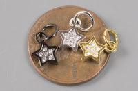 Tiny cute Star CZ Gold, Gunmetal, Silver Pave Small Charm