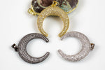 Double Crescent Horn Half Moon Middle hanging CZ Pave High Quality! 30*30mm