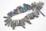 Natural Titanium Plated Brazilian Quartz Freeform Pieces, Slightly Graduated ONE FULL STRAND. Appx 46 Pieces. Gemstone Beads