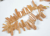 Natural Titanium Plated Brazilian Quartz Freeform Pieces, Slightly Graduated ONE FULL STRAND. Appx 46 Pieces. Gemstone Beads