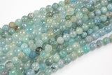 Natural Clearish Blue aquamarine faceted round beads in full strands-Full Strand, 4mm, 6mm, 8mm, 12mm, or 14mm Beads. Gemstone Beads