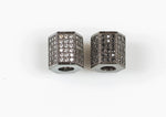 Hex Barrel CZ pave Pave HEX Barrel 2 colors Gunmetal 8x8mm