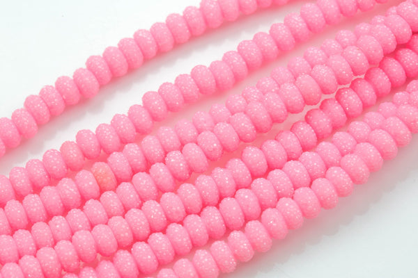 6mm 8mm 10mm Roundel Micro Pave In half strands- Rose Pink