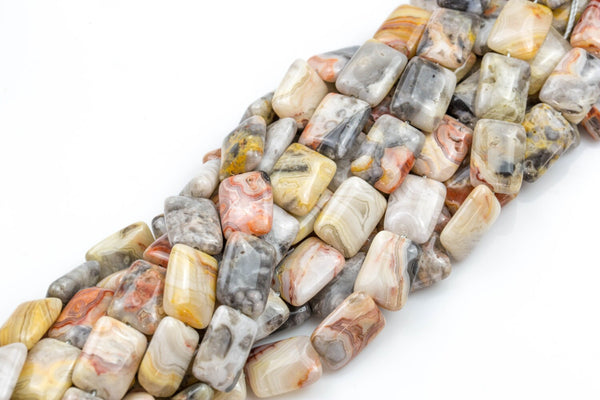 Natural Crazy Laced Agate-Puffy Rectangle- 14x19mm-Special Shape- Full Strand Gemstone Beads
