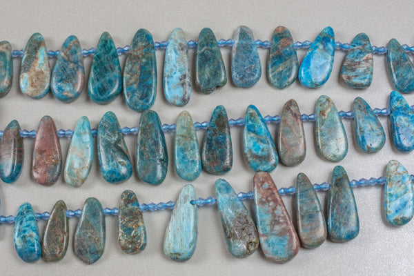 Natural Apatite- Free Form Drops Beads-  Full Strand 16" High Quality- about 10-12mmx20-28mm - approximately 17-22 Pieces Gemstone Beads