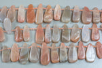 Natural Pink Moonstone- Free Form Drops Beads- High Quality- 12*28mm- Full Strand 16" - 22 Pieces Gemstone Beads
