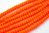6mm 8mm 10mm Roundel Micro Pave In half strands- Neon Orange
