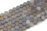 Natural Gray Agate-  Flat Coin- Beads-10mm- 40 Pieces- Special Shape- Full Strand- 16 Inches Gemstone Beads