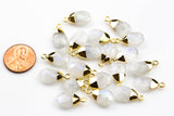 Small Cute Moonstone Drops Briolette Charm / Pendant ~6*13mm. Gold plated bail.