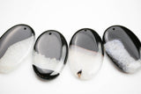 BEAUTIFUL HAND SELECTED Two-toned Black Onyx Quartz Druzy Pendants. Highly polished. Approximately 35*55mm (1" by 2"). One piece.