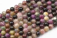 Natural Watermelon Tourmaline High Quality in Round, 4mm, 6mm, 8mm, 10mm AAA Quality Smooth Gemstone Beads